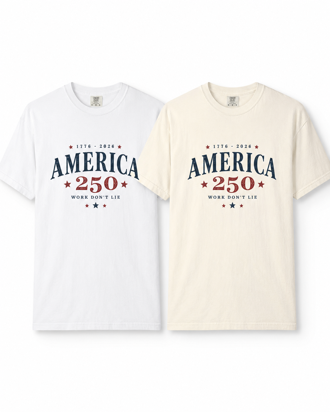 America 250 Tee patriotic western graphic tee mockup 4 by Work Don’t Lie Co.