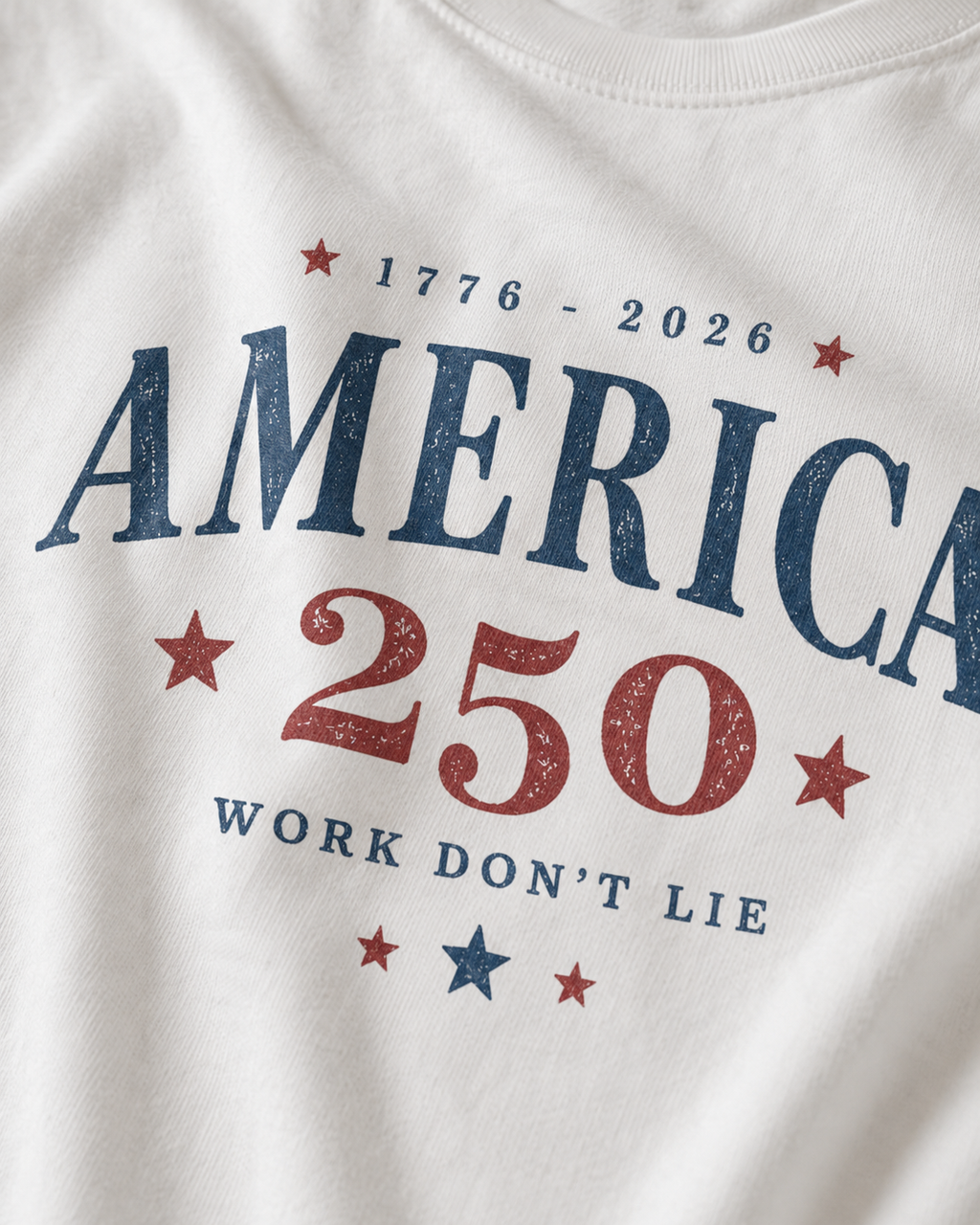 America 250 Tee patriotic western graphic tee mockup 5 by Work Don’t Lie Co.