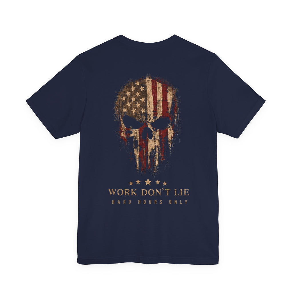 WDL Skull Flag Patriot Tee | Bella Canvas 3001 | Work Don't Lie Co.