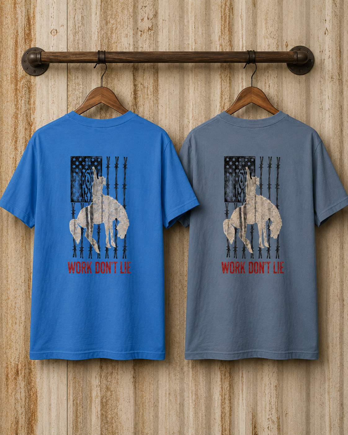 Work Don't Lie Western Rider Tee mockup 1