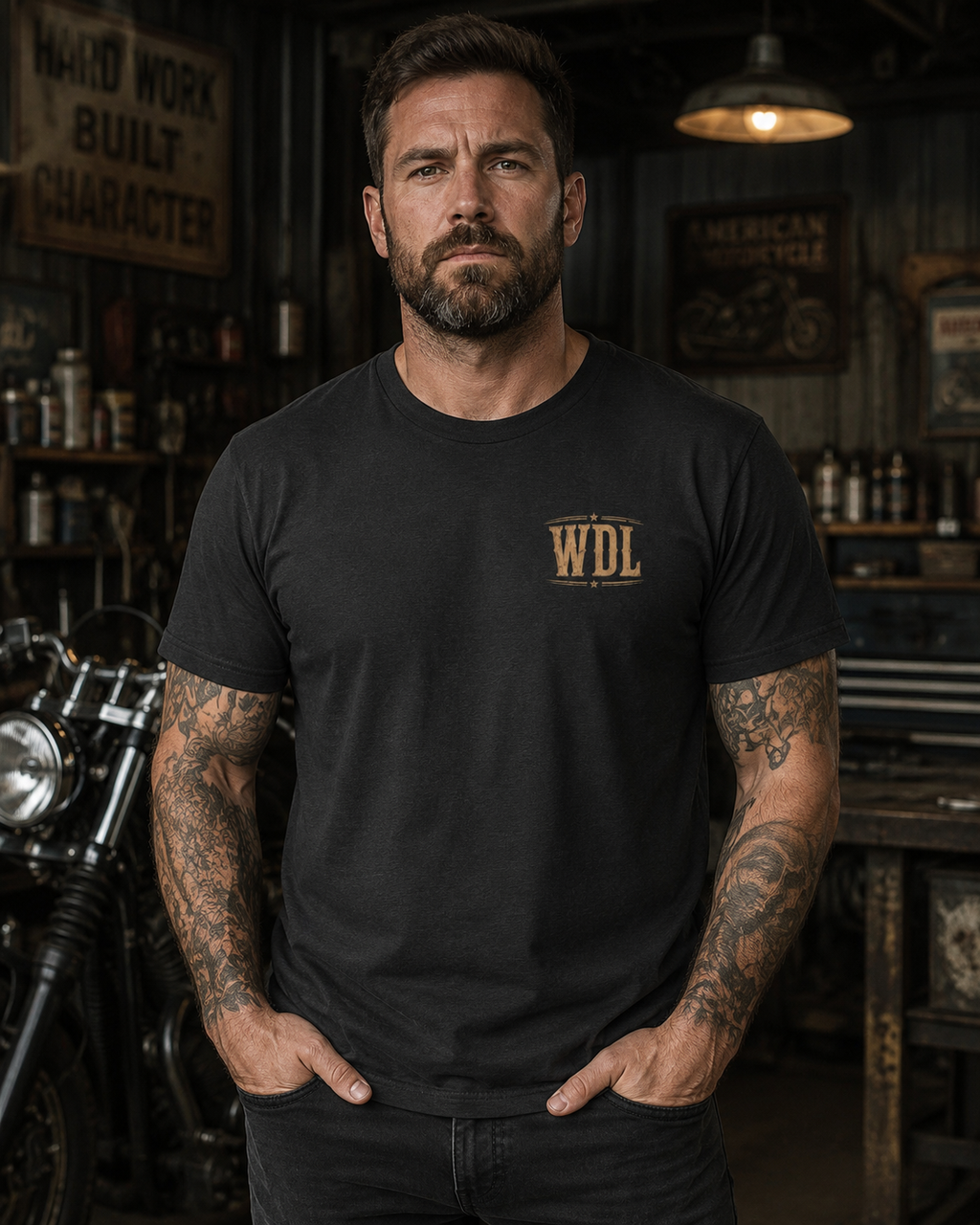 Hard Hours Only Motorcycle Tee custom mockup 5
