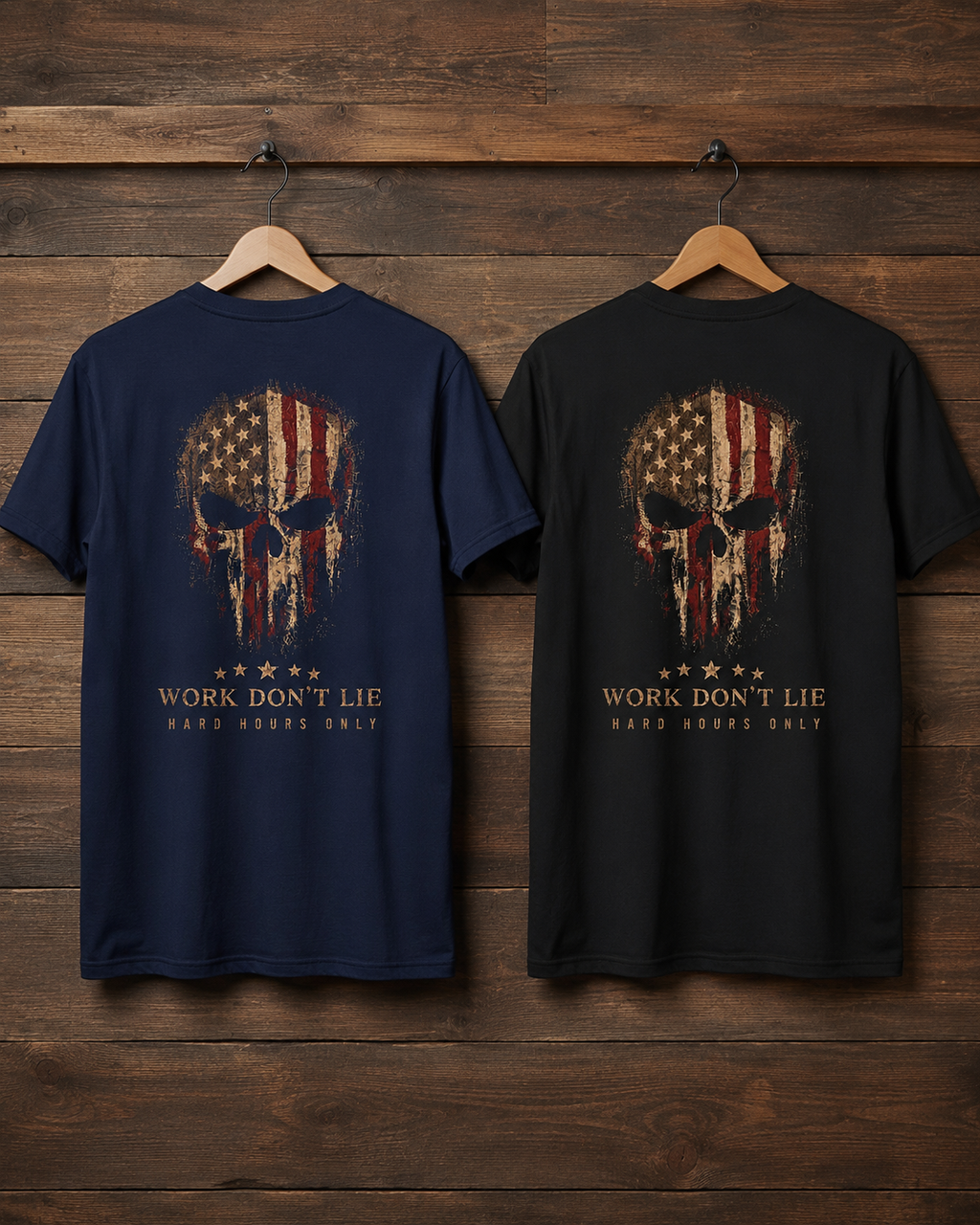 WDL Skull Flag Patriot Tee black and Navy back color mockup