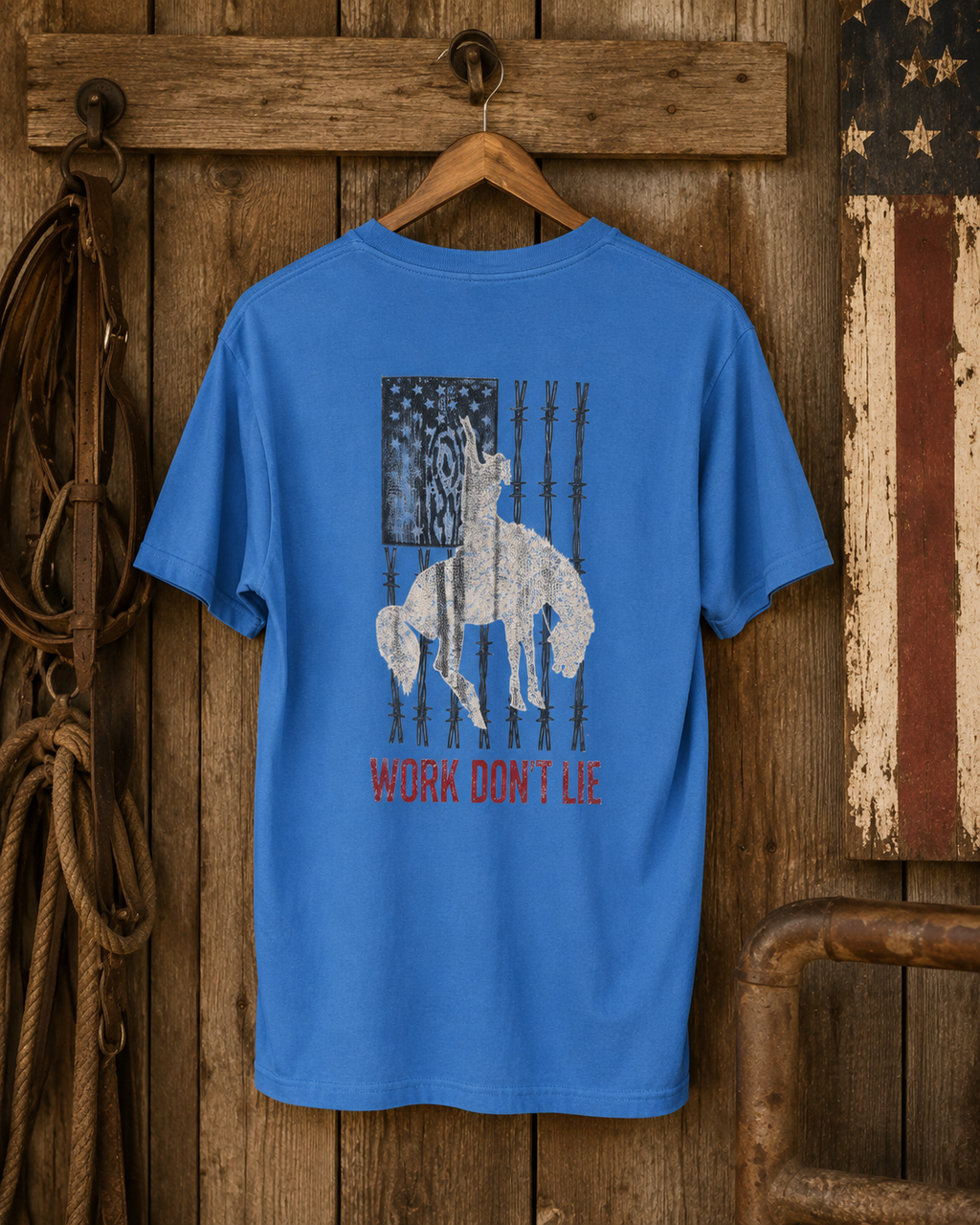 Work Don't Lie Western Rider Tee mockup 3