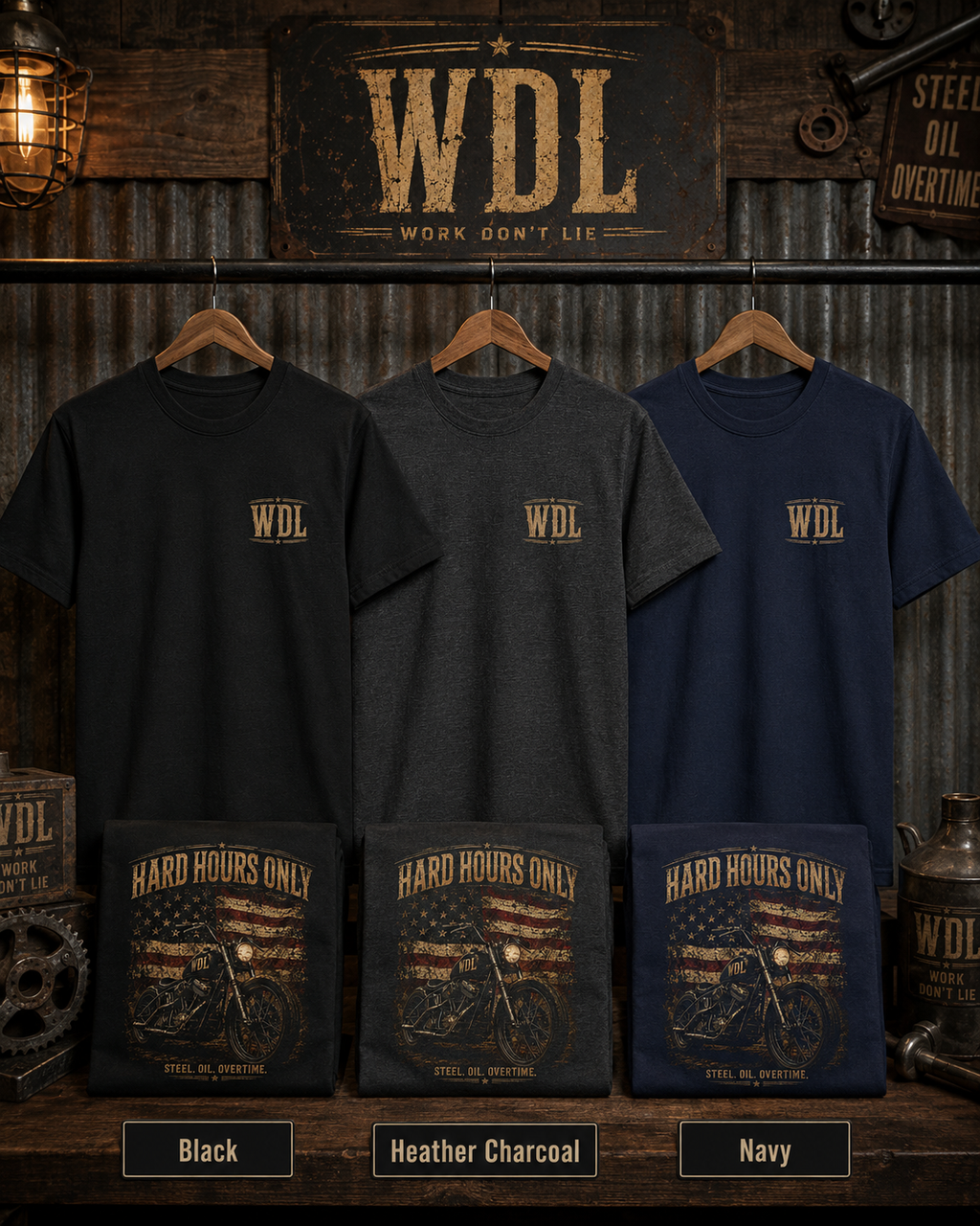 Hard Hours Only Motorcycle Tee custom mockup 9