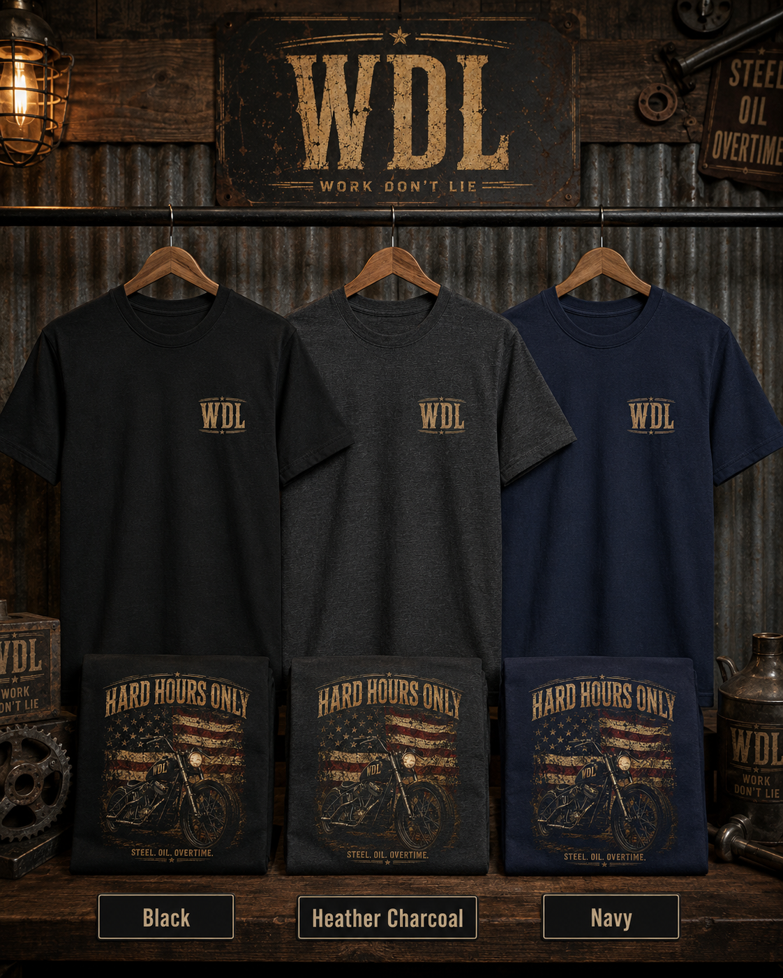 Hard Hours Only Motorcycle Tee custom mockup 9