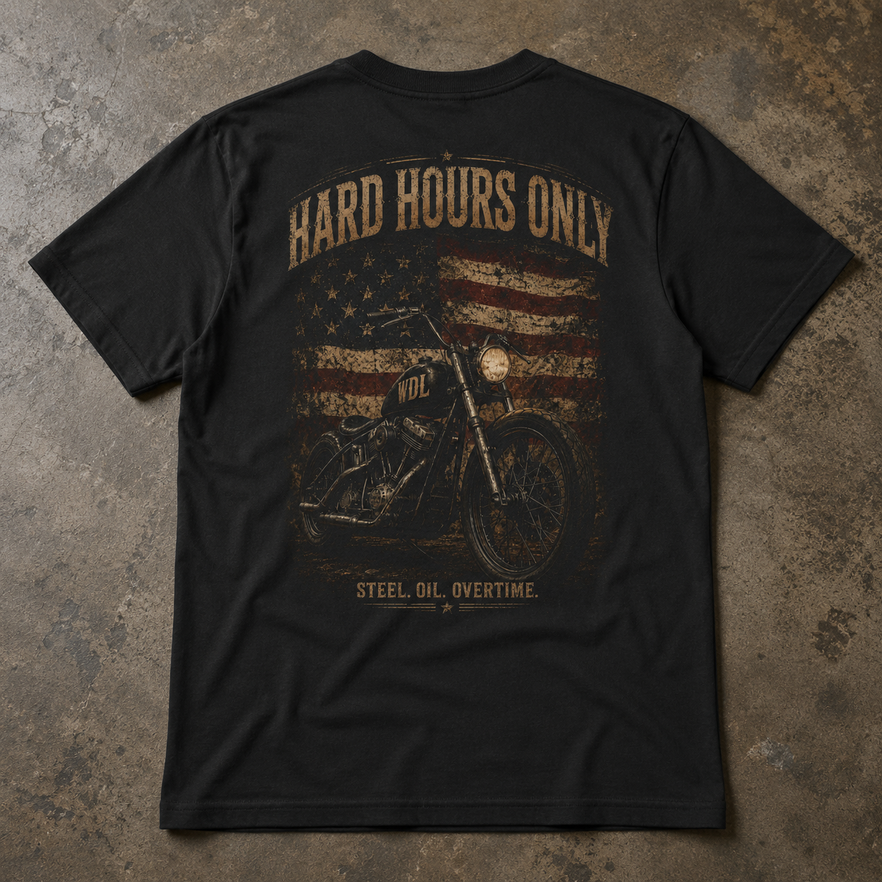 Hard Hours Only Motorcycle Tee custom mockup 8